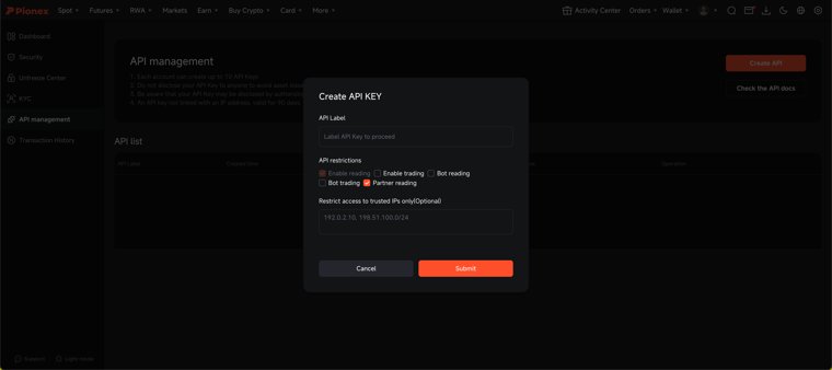 建立具有合作夥伴讀取權限的 API 金鑰